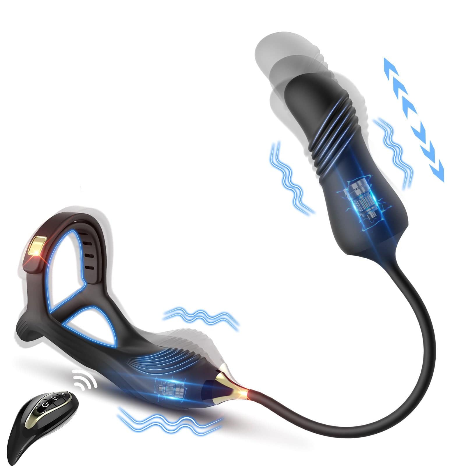 product_10015855182139_0 2 In 1 penis Ring thrusting anal Prostate Massager with Adjustable ring buckle - Image 1