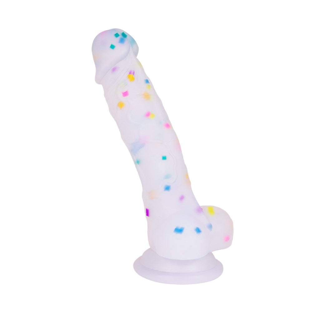 product_10016891601211_0 5.5‘’ Jelly Particles Rainbow Transparent Realistic Dildo With Suction Cup - Image 1