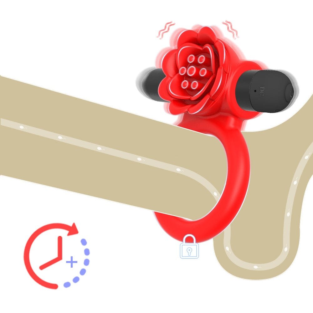 product_10037936718139_0 Vibrating Rose Penis Ring Clitoral Stimulation For Couple - Image 1