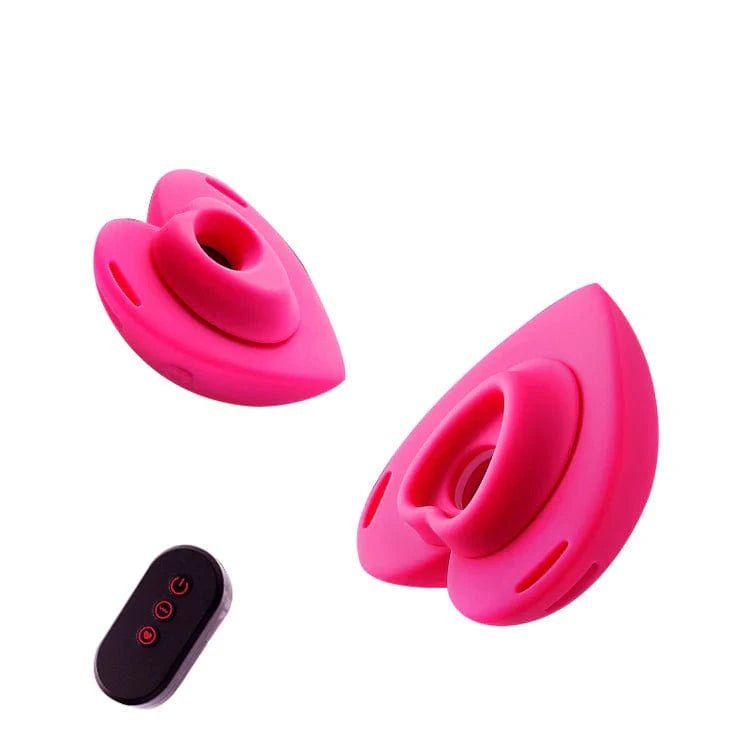 product_10042750533947_0 Lockink Pink Love-shaped Wearable Clitoral Suction Vibrator With Remote Control - Image 1
