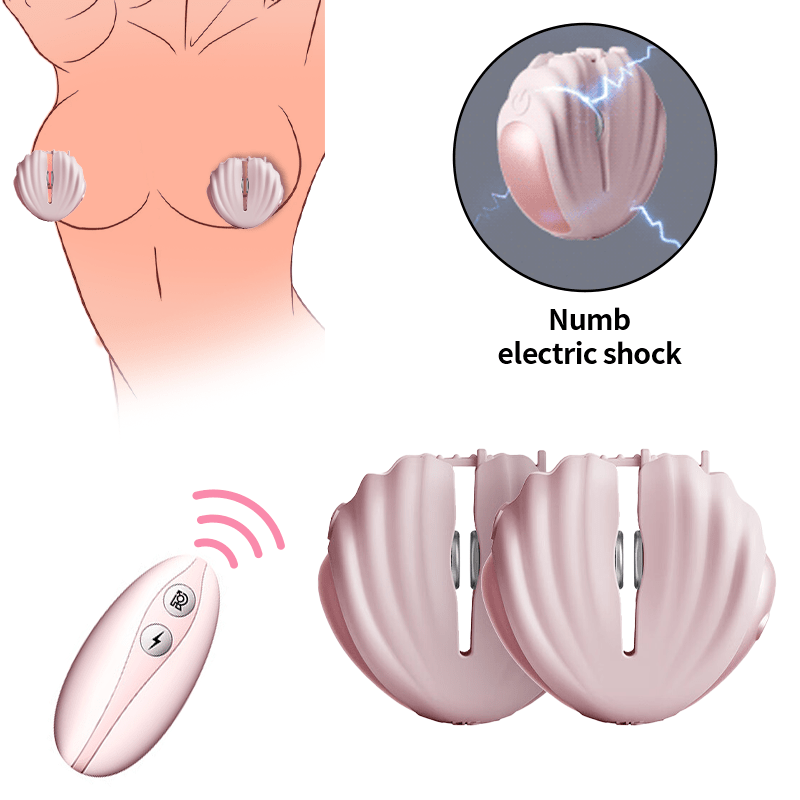 product_10043144798523_0 Roomfun Shell SM Electric Shock Nipple Clamp Vibration Massager Remote Control - Image 1