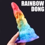 7.48‘’ AIMITEX Rainbow Ice Cream Liquid Silicone Fantasy Dildo Masturbation Massager - Image 2