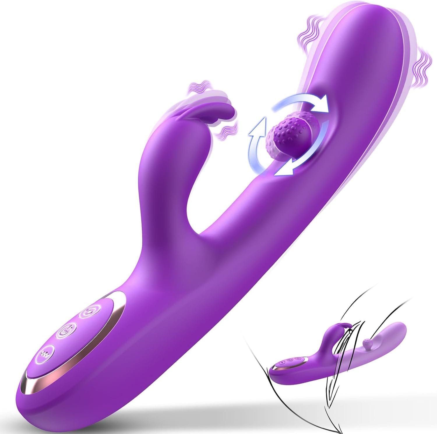 product_10065424679227_0 3 In 1 Rabbit Vibrator 360°Rotation Clitoral G Spot Stimulator - Image 1