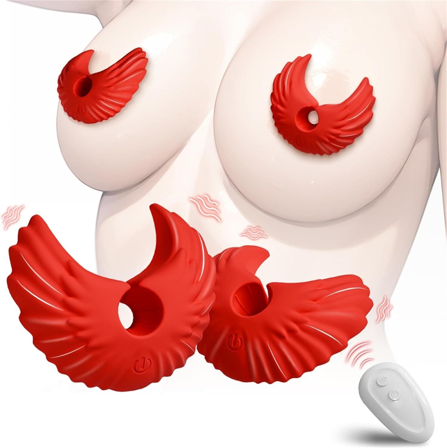 product_10149326848315_0 BDSM Angel Wings Vibrating Nipple Clamps with Remote Control - Image 1