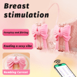 Pink Bowknot Vibrating Nipple Clamps App Control - Image 2