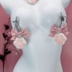 Cute Bow Plush Cat Claw Nipple Clamps With Bells