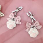 Cute Bow Plush Cat Claw Nipple Clamps With Bells - Image 2