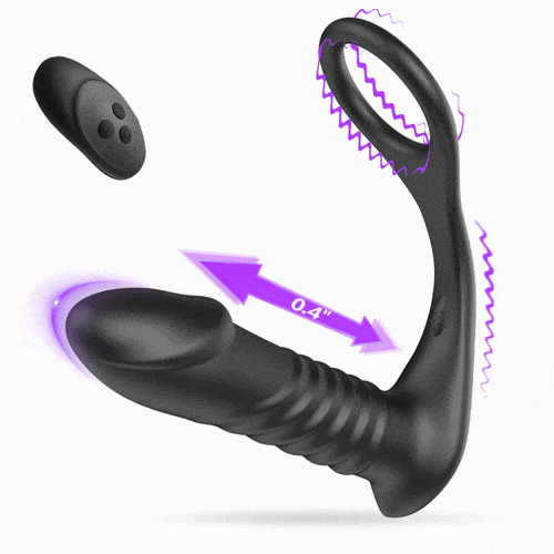 product_8744890761531_0 10 Thrilling Vibration 3 Thrusting Silicone Remote Control Cock Ring Anal Vibrator - Image 1