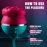 Lurevibe - Big Mouth 3in1 Rose shaped Vibrator With 9 Tongue Licking & 6 Thrusting G Spot Dildo - Image 2