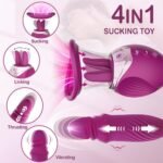 Lurevibe - Rose Sex Toy 4 In1 Tongue Licking Thrusting G Spot Vibrator Clitoral Nipple Sucker Pump Stimulator - Image 2