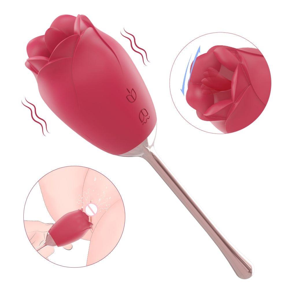 product_8836284285243_0 Silicone Rose Vibrator With Tongue Lickingfor Women - Image 1