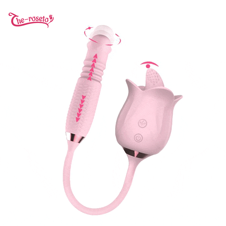 product_8896488898875_0 Lurevibe - 3-in-1 Blooming Sexy Pink Rose Toy Rotating Pearls Telescopic Tongue-licking Vibrator - Image 1