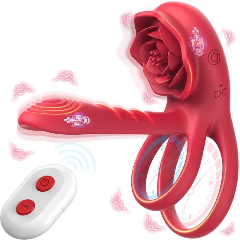 product_8998232916283_0 Lurevibe - Rose Cock Ring Vibrator Clit Stimulator Couple Toy Upgraded Version - Image 1