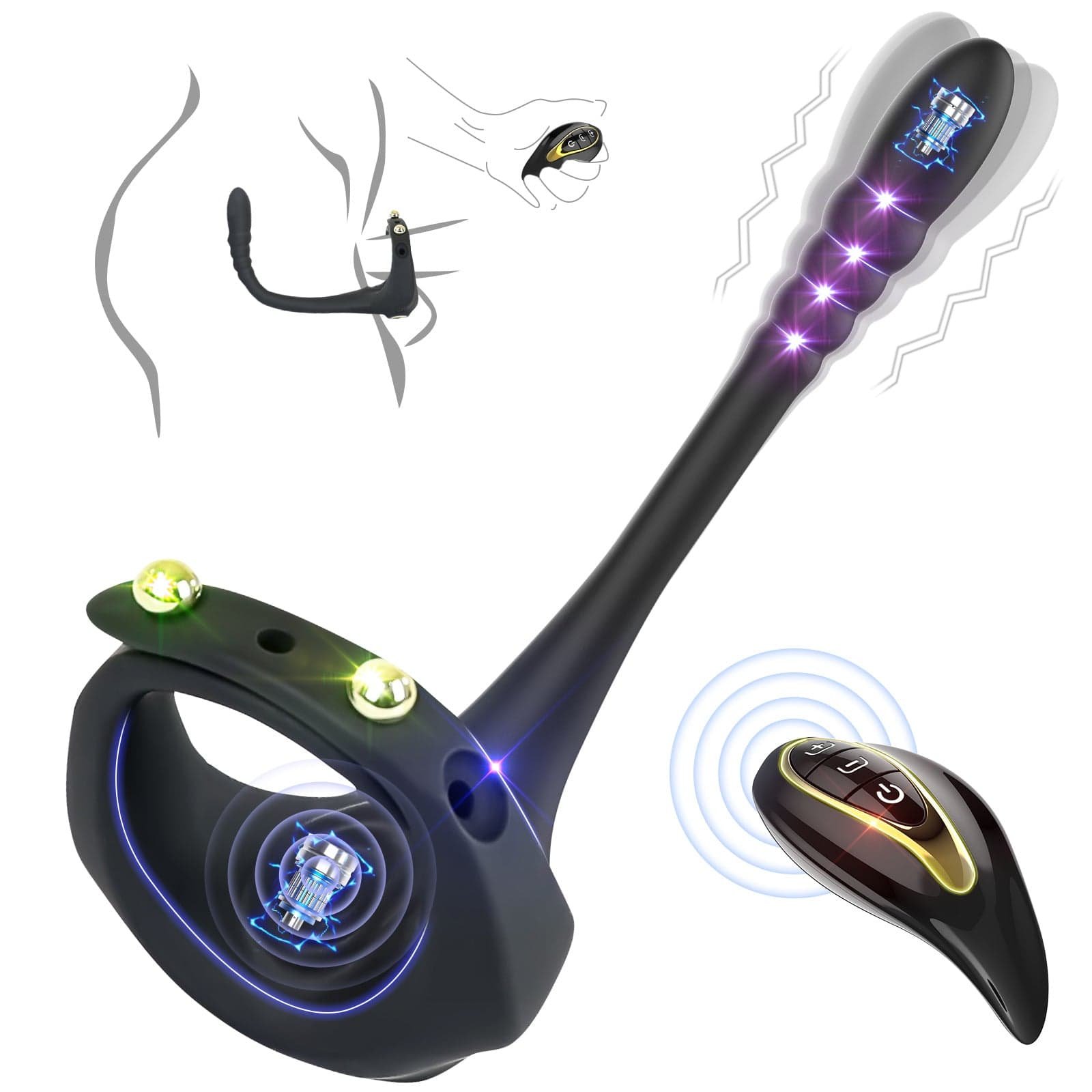 product_9624510267707_0 Wireless Remote Control Vibrating Penis Ring With Prostate Massager - Image 1