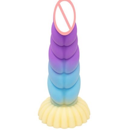 9.05‘’ Colorful Braid Dildo Vibrator Liquid Silicone Anal Plug