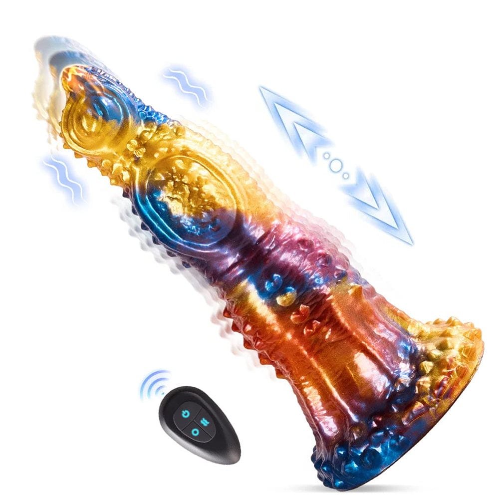 product_9633659093307_0 7‘’ Colorful Golden Phoenix Electric Telescopic Vibrating Dildo With Remote Control - Image 1