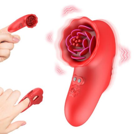 Rose Finger Vibrator G Spot Clitoral Stimulator for Couple Flirting